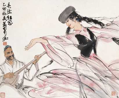 黄胄 1975年作 新疆之舞 立轴